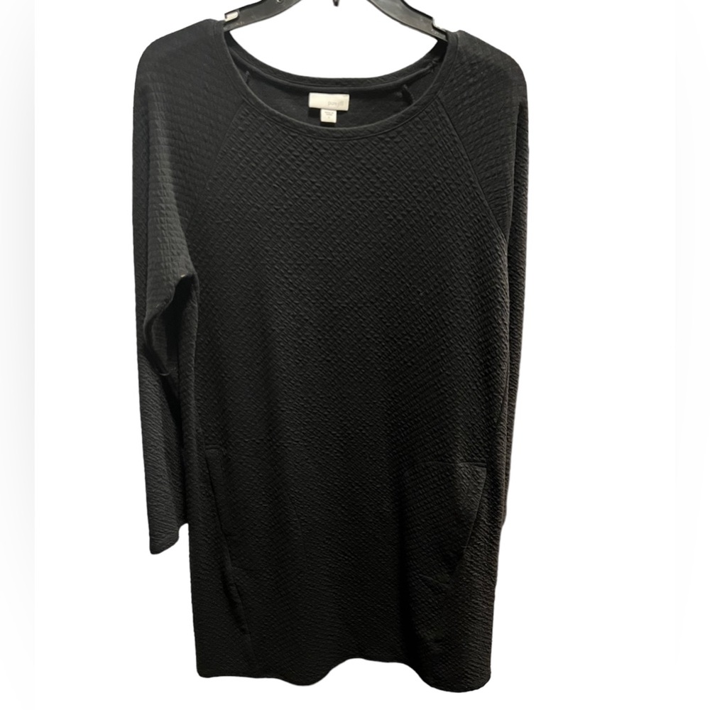 Black Pure J.Jill Sweater Dress Tunic Small Textured Cotton Blend Long Sleeve